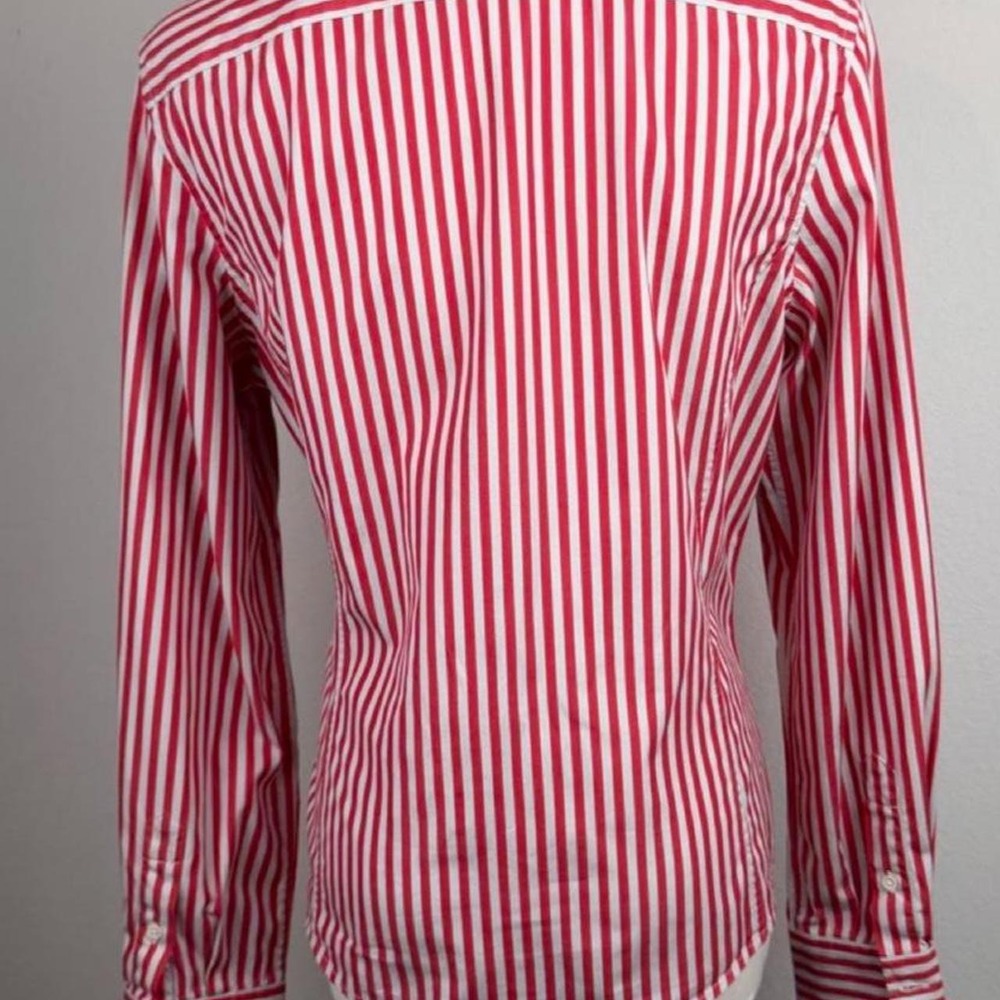 Façonnable Red White Striped Tailored Shirt French Designer 100% Cotton - Picture 7 of 8